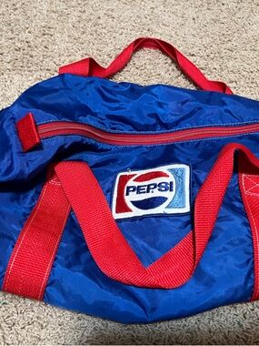 Vintage 1970s-1980s Pepsi Royal Blue Duffel with Red Straps